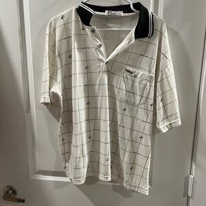 Fera Men's Checkered Polo Shirt with Black Collar